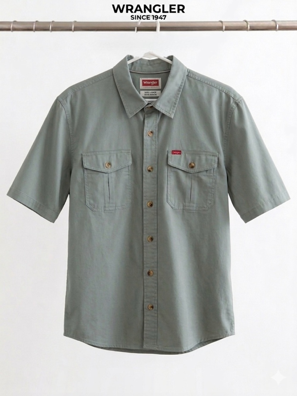 Wrangler Short Sleeve Button-Up Shirt - Sage Green